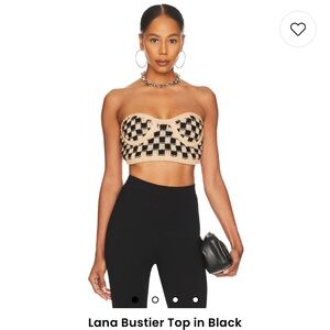 for love and lemons  checkered knit crop bra top  small